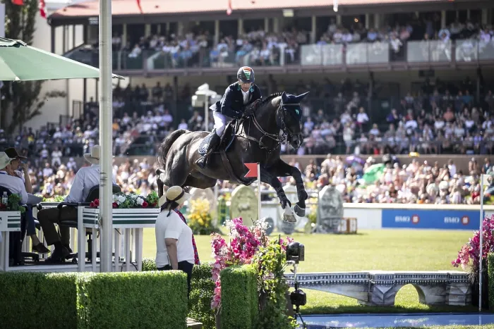 Framed Print : Denis Lynch of Ireland and riding Vistogrand compete in the first round of the 1