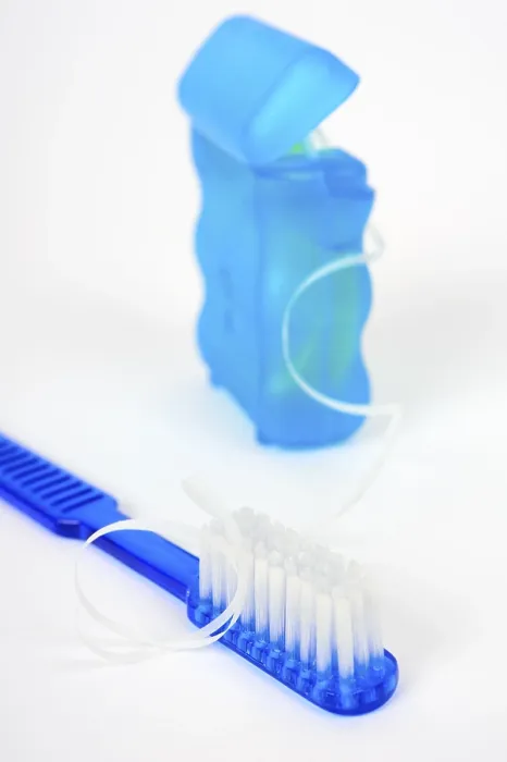 Framed Print : Dental hygiene, dental floss and toothbrush Framed Print : Dental hygiene, dental floss and toothbrush