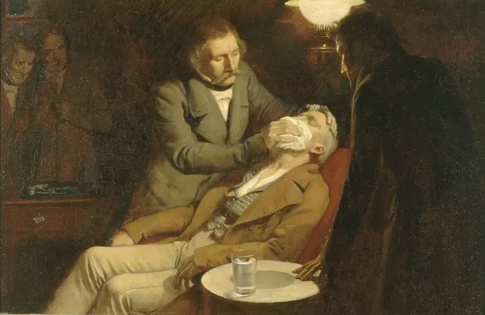Framed Print : Dentist, the first use of ether for anaesthesia in dental surgery