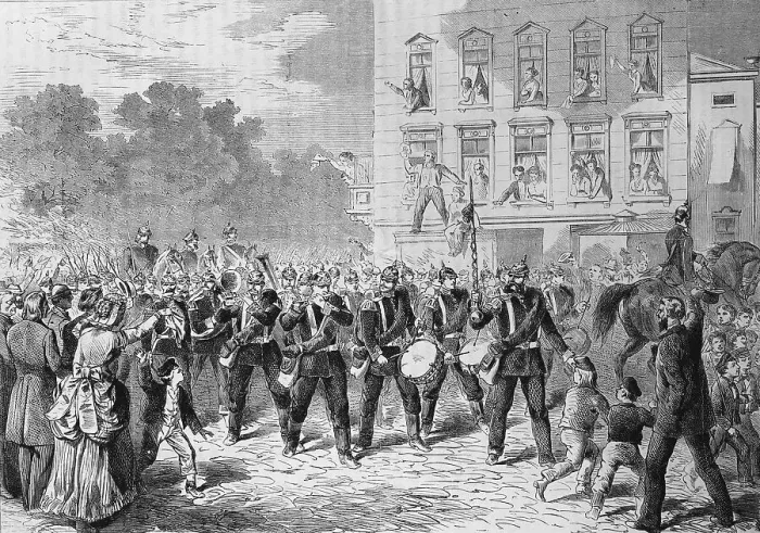Framed Print : Departure of the Emperor Alexander Guards Grenadiers Regiment in Berlin