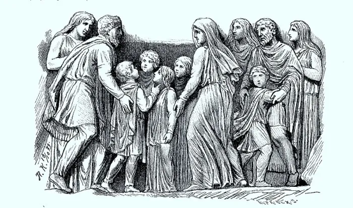 Framed Print : Depiction of a German family on the clinopodium (Antonina) in Rome Framed Print : Depiction of a German family on the clinopodium (Antonina) in Rome