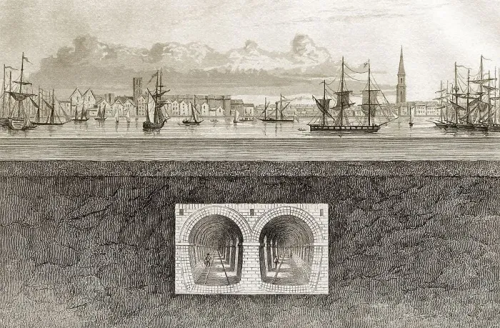 Framed Print : Der Themse-Tunnel, ein Unterwassertunnel unter der Themse in London Framed Print : Der Themse-Tunnel, ein Unterwassertunnel unter der Themse in London