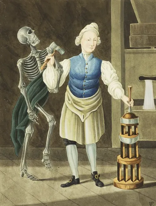 Framed Print : Der Tod kommt zum Mueller, Totentanz Framed Print : Der Tod kommt zum Mueller, Totentanz