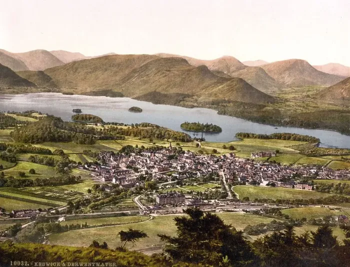 Framed Print : Derwent Water is the fourth largest lake in England and place Keswick