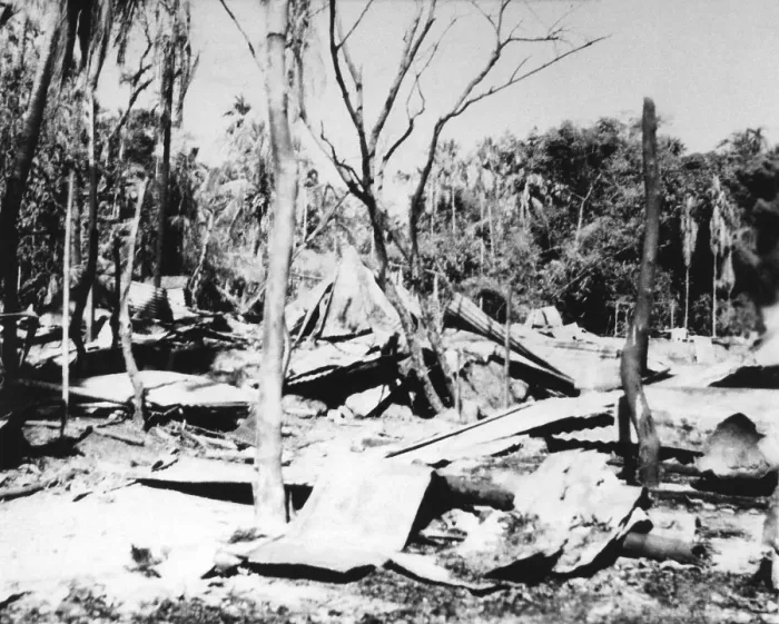 Framed Print : Destroyed buildings after the riots between Hindus and Muslims in Noakhali East Bengal, November 1946, India, Asia
