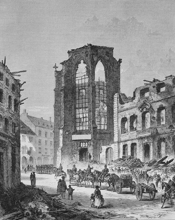 Framed Print : The destroyed library building in Strasbourg in 1870 Framed Print : The destroyed library building in Strasbourg in 1870