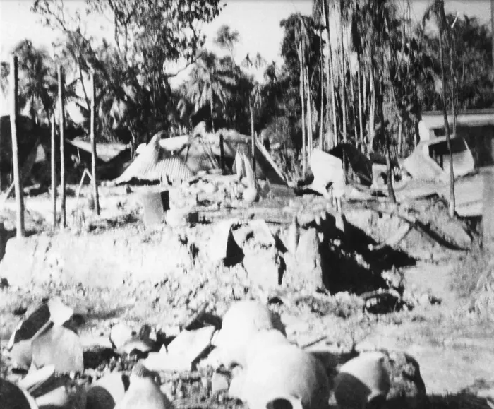 Framed Print : Destruction caused by riots between Hindus and Muslims in Noakhali East Bengal, November 1946, India, Asia