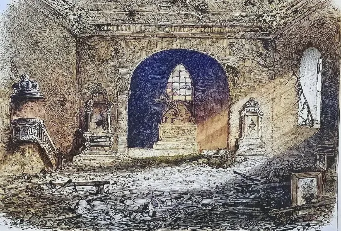Framed Print : Destruction of the church of Perouse near Belfort Framed Print : Destruction of the church of Perouse near Belfort