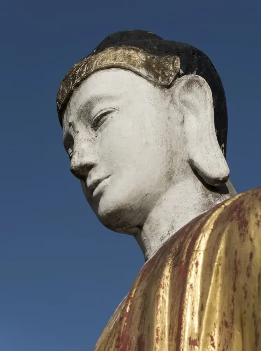 Framed Print : Detail, Buddha statue in Lumbini Garden