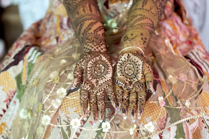 Framed Print : The detailed henna patterns showcase traditional artistry