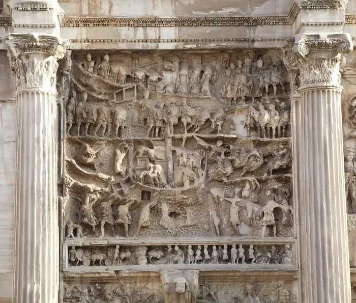 Framed Print : Detailed scene on the Titus arch in the forum Romanum