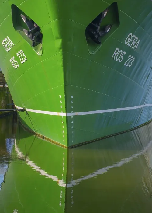 Framed Print : Detailed view of the bow of a ship