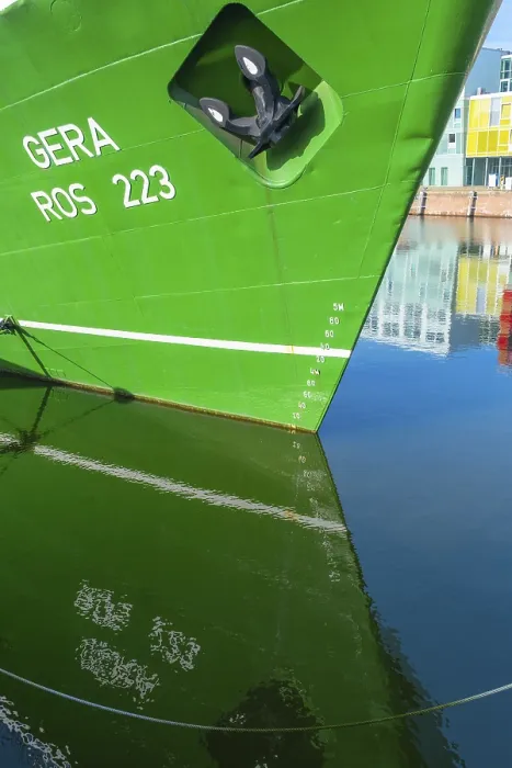 Framed Print : Detailed view of the bow of a ship