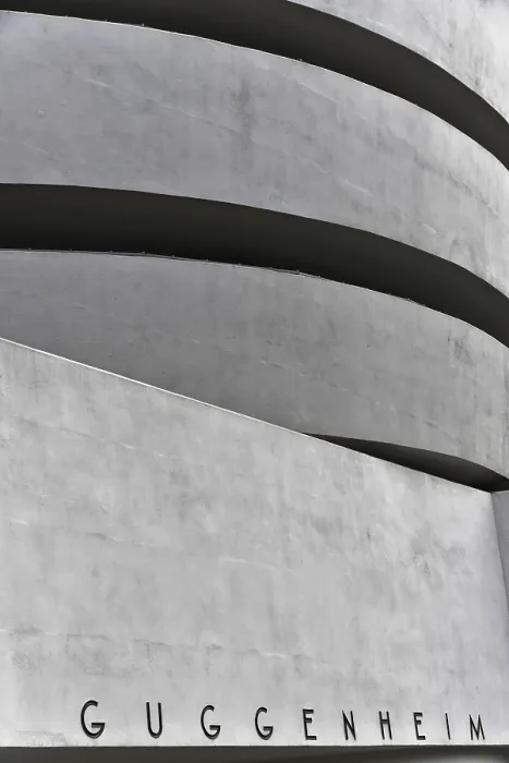 Framed Print : Detailed view of a modern concrete building with round shapes