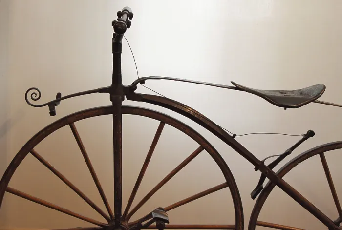 Framed Print : Detailed view of an old times bicycle