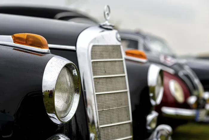 Framed Print : Details of a classic car in a museum
