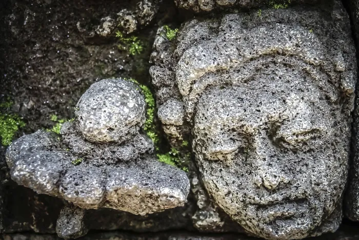 Framed Print : Details of sculptures and reliefs on the walls of the Borobudur temple in Java