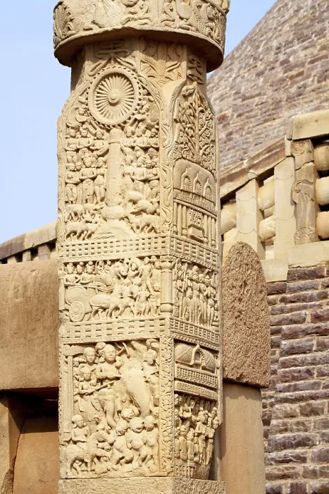 Framed Print : Details of South west pillar of south gateway of stupa 1