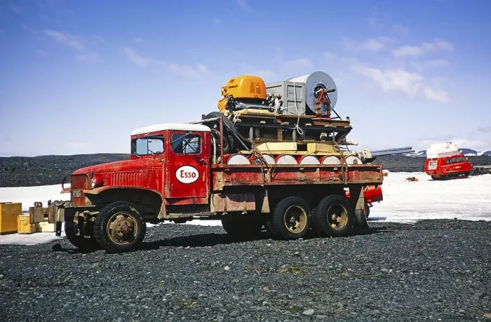 Framed Print : Deuce and a Half Esso truck vehicle 2½ tonnes 6--6, Iceland, 1972, Europe