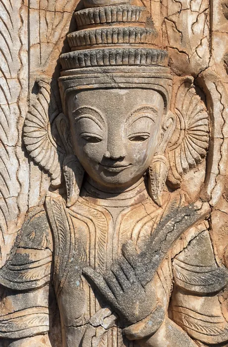 Framed Print : Deva statue at the ruined Nyaung Oak monastery in Inthein Framed Print : Deva statue at the ruined Nyaung Oak monastery in Inthein