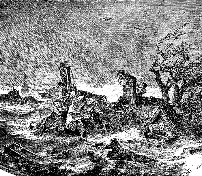 Framed Print : Devastation of the North Sea, storm surge of 1834 on the Halligen