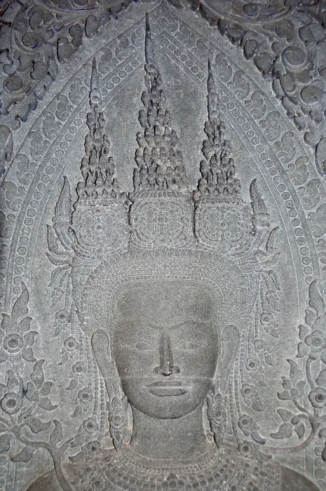 Framed Print : Devata relief, Angkor Wat main temple, Cambodia