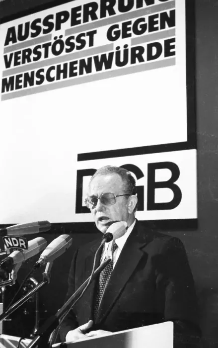 Framed Print : DGB rally for a ban on lock-outs in Hanover on 26 January 1980