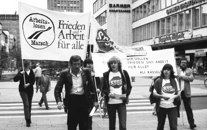 Framed Print : DGB Youth and Unemployment Initiatives protested against youth unemployment in 1982 with a March of the Unemployed