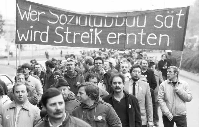 Framed Print : The DGB's call in 1982 against unemployment and social cuts was followed by about 50 Framed Print : The DGB's call in 1982 against unemployment and social cuts was followed by about 50