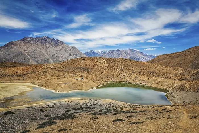 Framed Print : Dhankar mountain lake in Himalayas Framed Print : Dhankar mountain lake in Himalayas