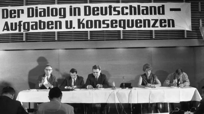 Framed Print : Dialogue in Germany was the motto of a conference of youth associations from East