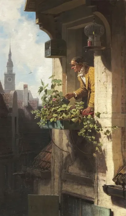 Framed Print : Die Dachstube, Painting by Carl Spitzweg
