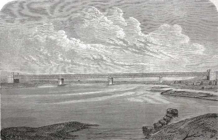 Framed Print : Die Eisenbahnbrucke uber den FluB Pruth bei Czernowitz oder Tschernowitz