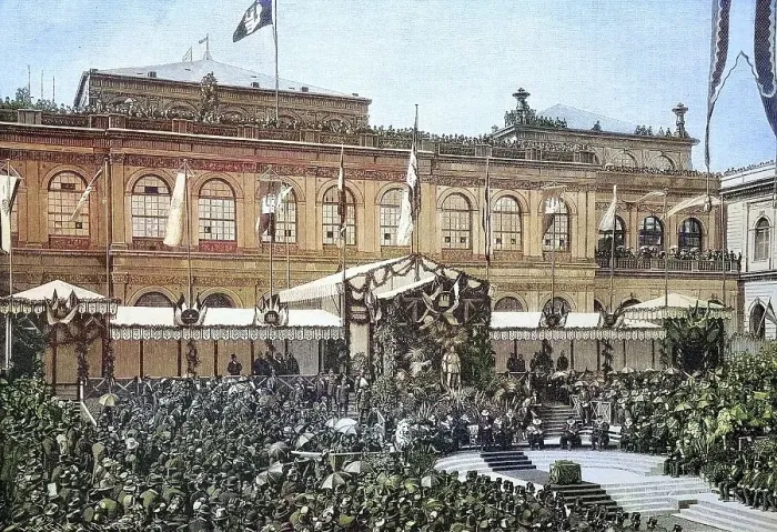 Framed Print : Die Grundsteinlegung des neuen Rathauses zu Hamburg am 6