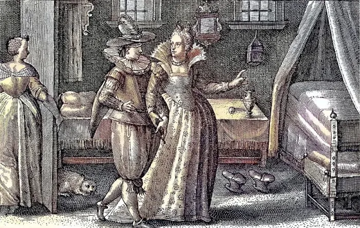 Framed Print : Die Verfuehrung, copper engraving by Crispin de Passe