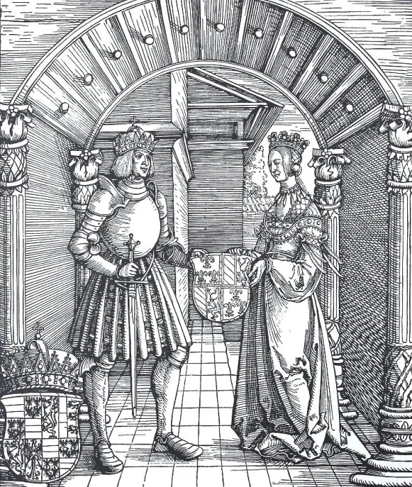 Framed Print : Die Verlobung von Maximilian mit Maria von Burgund Framed Print : Die Verlobung von Maximilian mit Maria von Burgund