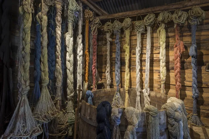 Framed Print : Different coloured hemp ropes at the Museum of Nusfjord Framed Print : Different coloured hemp ropes at the Museum of Nusfjord