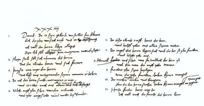 Framed Print : Digitally restored, Die Uebersetzung der ersten elf Verse des 34