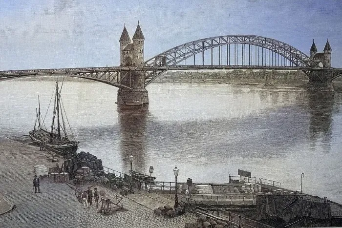 Framed Print : Digitally restored, Engraving of the Rhine Bridge near Bonn Framed Print : Digitally restored, Engraving of the Rhine Bridge near Bonn