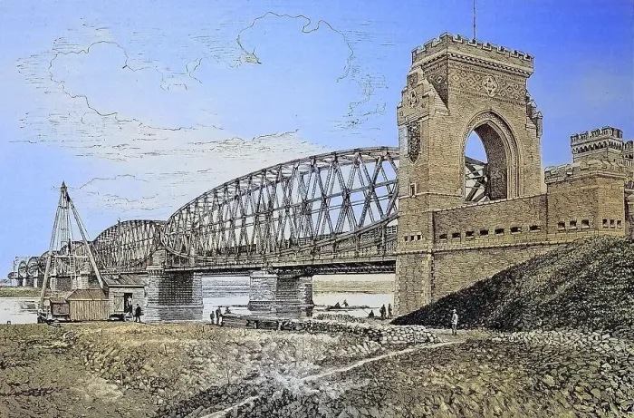 Framed Print : Digitally restored, The railway bridge over the Vistula near Tczew