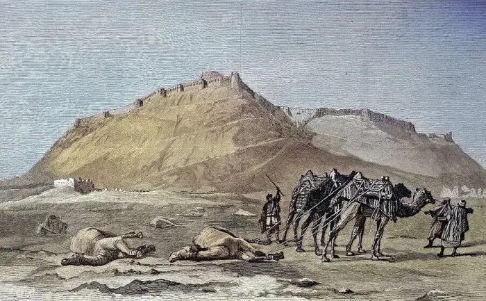 Framed Print : Digitally restored, View of the citadel of Kelat