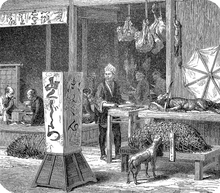 Framed Print : Dining establishment in Japan in 1870 Framed Print : Dining establishment in Japan in 1870