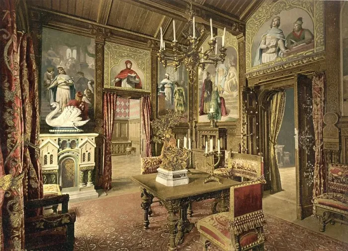 Framed Print : The Dining Room in Neuschwanstein Castle