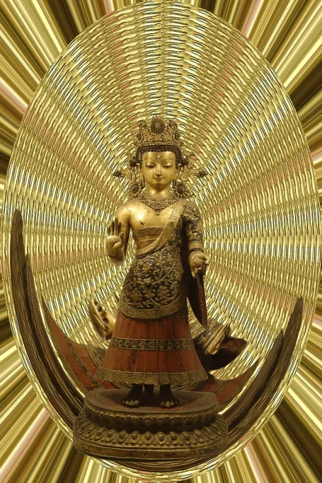 Framed Print : Dipankara statue, The Buddha of Fixed Light