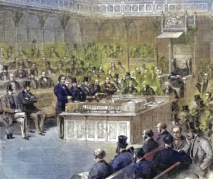 Framed Print : Disraeli speaking in the House of Commons Framed Print : Disraeli speaking in the House of Commons