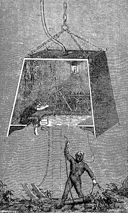 Framed Print : Diver with diving bell, then caisson