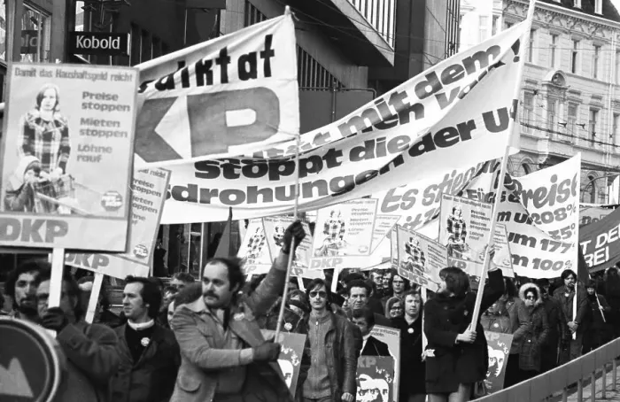 Framed Print : DKP supporters and functionaries demonstrated for a price freeze of communal and general prices on 18