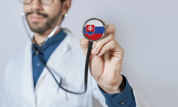 Framed Print : Doctor holding stethoscope with Slovakia flag Framed Print : Doctor holding stethoscope with Slovakia flag
