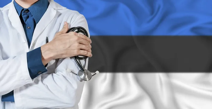Framed Print : Doctor With Stethoscope On Estonia Flag