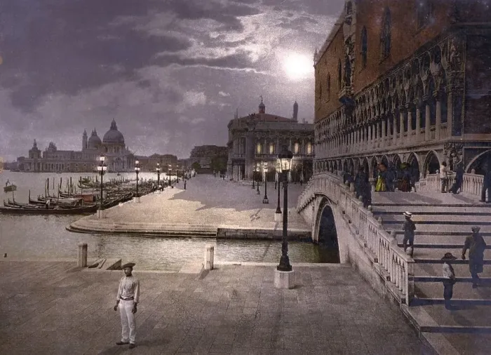 Framed Print : Doge's Palace and St. Mark's by moonlight